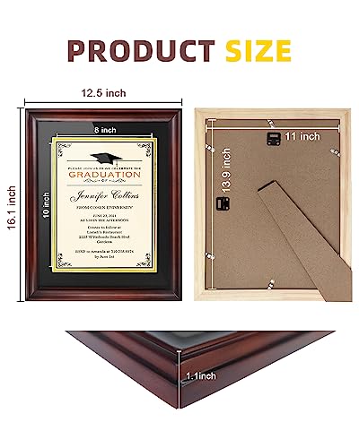 Asmileindeep 8.5X11 Diploma Frame With Mat Or Display 11X14 Certificate, Document, Picture Frame Without Mat, Mahogany Solid Wood & Hd Plexiglass Degree Frame, Perfect For Graduation Gift #TOP4