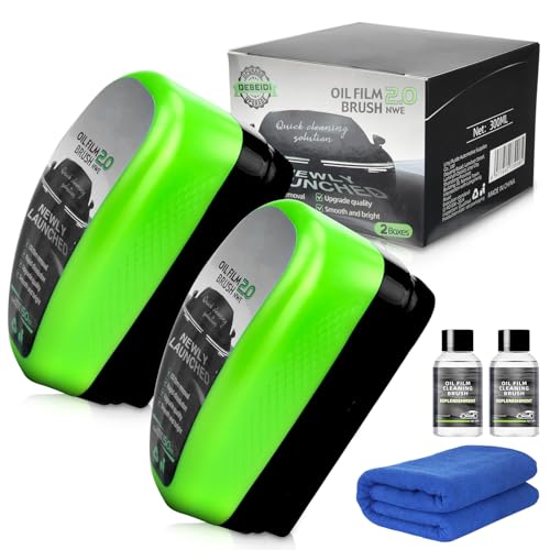 2 Stück Clear Vision Glass Cleaner 150 Ml Ölabweisende Folie für Autoscheiben Car Glass Oil Film Cleaning Brush Windschutzscheiben Reiniger zur einfachen Verbesserung von Klarheit & Sicht
