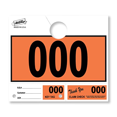 Versa-Tags Orange 3-Part Dispatch Hang Tags, 1000 Count, 000-999