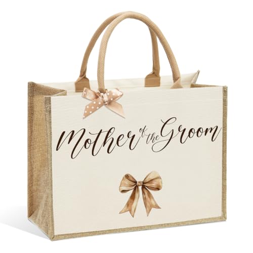 CHQIUCR Personalized Mother of the Bride Canvas Tote Bag - Reusable Keepsake for Bridal Moms | Eco-Friendly Beach, Shopping & Wedding Day Bag for Bachelorette, Engagement & Bridal Party
