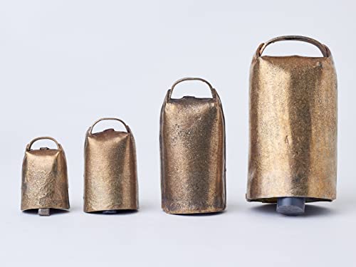 Cencerro campano de Hierro con Recubrimiento de Bronce, Fabricado artesanalmente (7 cm)