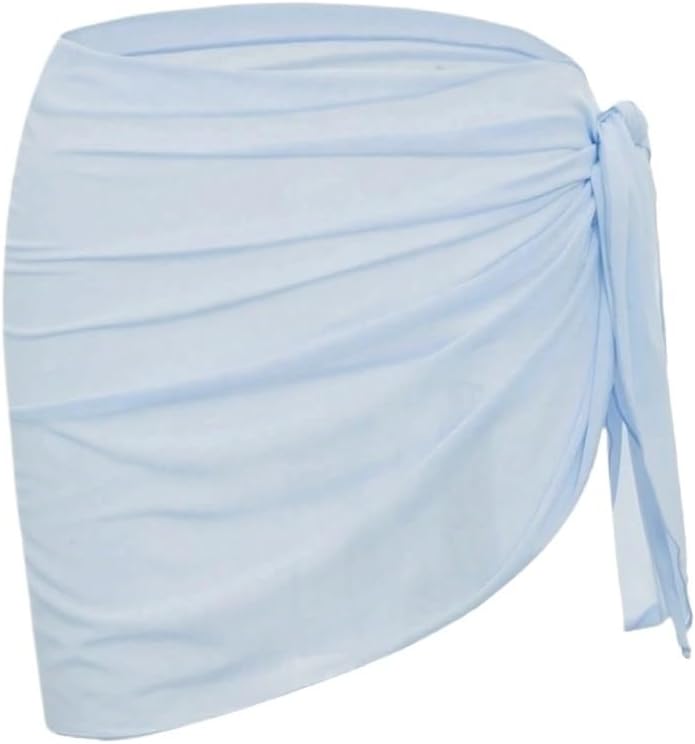 Womens Summer Beach Solid Knot Side Cover Up Skirt cover ups for swimwear