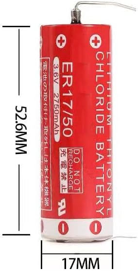 50 Pcs ER17/50 Battery for MAXELL ER17/50 3.6V Lithium Battery ER1750 2750mAh PLC Battery with Solder feet (50 Pcs)
