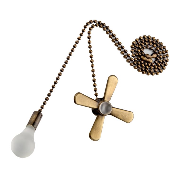 Image of Ceiling Fan Pull Chain Extender, Beaded Ball Extension Fan Pull Chain with Light Bulb and Fan Cord for Ceiling Light Lamp Fan Chain (Bronze)