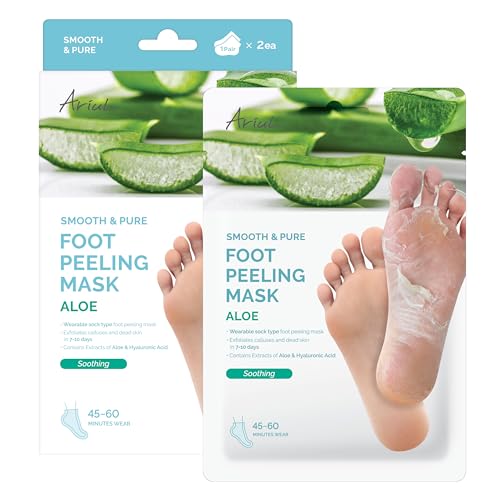 Image of Ariul Smooth & Pure Foot Peeling Mask (1 Pair) Korean Exfoliating Soothing Foot Mask Socks for Dead Skin & Callus Removal, AHA BHA Foot Peel Treatment for Dry Cracked Feet, Soft Smooth Foot Care Mask (Aloe Vera)