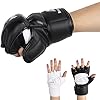 Brace Master MMA Gloves UFC Gloves Boxing Gloves for Men Women Leather More Paddding Fingerless Punching Bag Gloves for Kickboxing, Sparring, Muay Thai and Heavy Bag (Black, Large)
