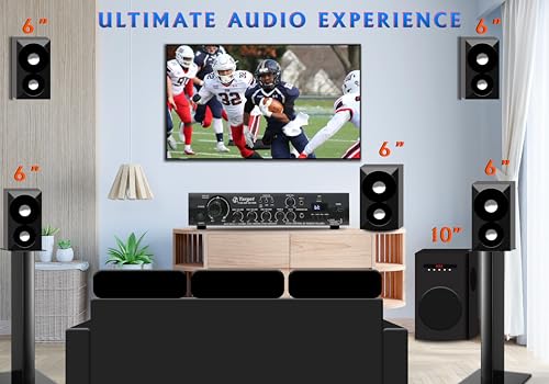 Image of TARGET TT-BK-AMP 828 Amplifier RMS 350 Watts 5.1 Channel Surround Six Tracks Stereo Amplifer HDMI, Usb, Bluetooth, Av, MIC, Karaoke,