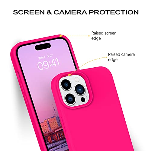 Bentoben For Iphone 14 Pro Max Case, Soft Silicone Gel Rubber Bumper Microfiber Lining Hard Back Shockproof Protective Phone Cover For Iphone 14 Pro Max 6.7", Hot Pink #TOP2
