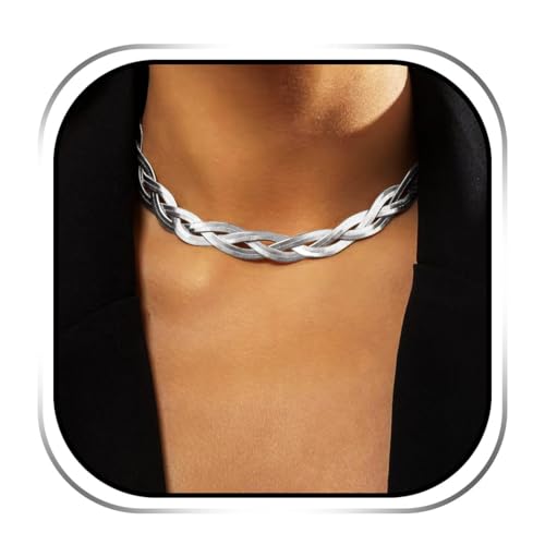 Handcess Collar bohemio gargantilla dorada collar de playa cadena de serpiente para mujeres y niñas (Plata)