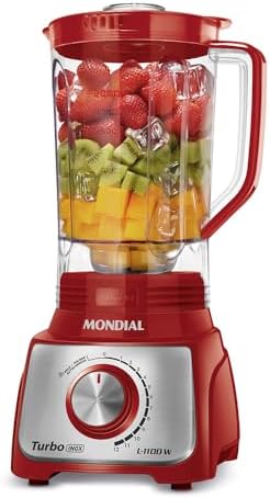 MONDIAL Liquidificador Turbo, Vermelho/Inox, 1100W, 220V - L-1100...