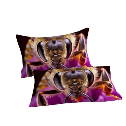 Housse de couette super king 260x220 microfibre anti-plis imprimé abeille - 7