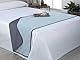 Estoralis | AVA | Bettläufer - Wendepolsterung | Für alle Jahreszeiten | Farbe - Himmelblau/Stein | Für 120/135 cm. Bett. (60 x 210 cm.) | Dekorativ Bettschals für Haus und Hotel