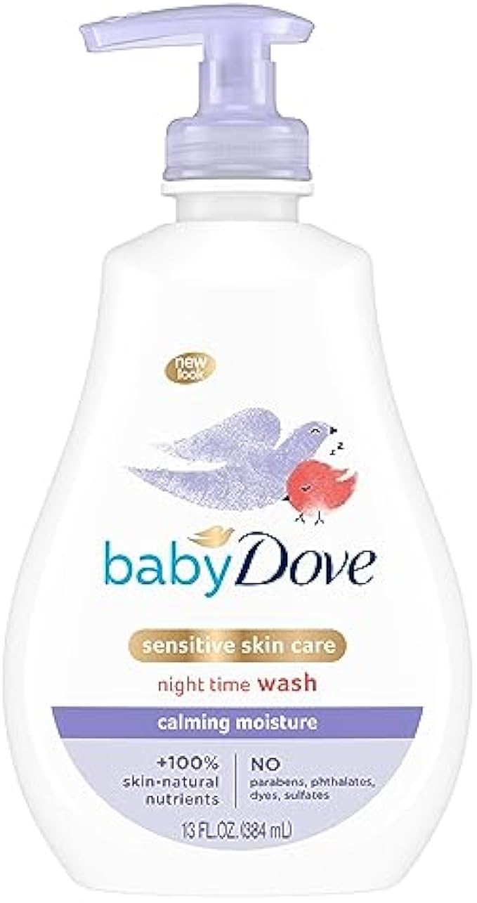 Baby Dove Sensitive Skin Care Baby Wash Calming Moisture For a Calming Bath Wash Hypoallergenic and Tear-Free, Washes Away Bacteria 13 oz