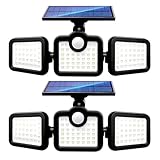 Raganet, 2 Lamparas Solares con 3 Cabezales De 108 Leds, Iluminacion de Exteriores con Sensor de Movimiento y Ajuste de...