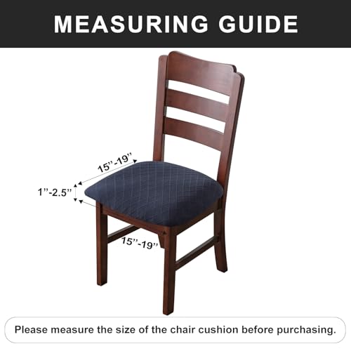 Image of Waterproof Seat Covers for Dining Room Chair Cushion Covers Set of 6 | Jacquard Removable Machine Washable Kitchen Chair Seat Slipcovers,Pet Hair And Stain Protection,Stretch Chair Protector