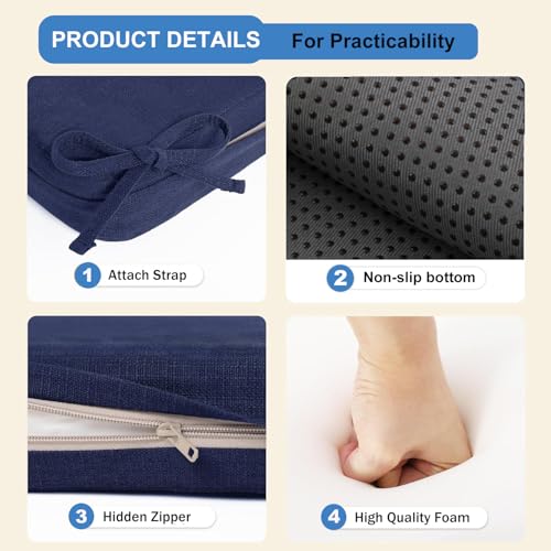 RZYW Cojines para Banco de Madera Interior Exterior, Cojin para Banco de Muebles de Jardín, Cojín para Asiento de Repuesto para Columpio, Sillas Comedor, Terraza, Sofa, Palets,Negro,115x50cm - imagen 4