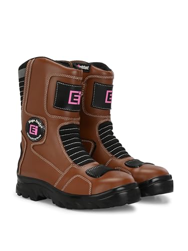 Image of Eego Italy Women's Biker boot /Motorcycle riding boot, real leather upper & anti slip sole with steel toe protection, padded socks, 3M Reflectors,lace free, with rubber gear protector