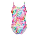 Freebily Mädchen Bikini Meerjungfrau Badeanzug für Kinder Spaghetti-Träger Rüschen Bademode Strand Badebekleidung Abstrakte Fischschuppen_C 110-116
