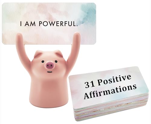 ZEARPT Affirmation Card Deck for Women, Self Care Gift, Positive Affirmation Cards with Holder, Gift for Her, Daughter, Niece, Sister, Daily Affirmations, Midlife Manifestation Gift (Pink - Pig)