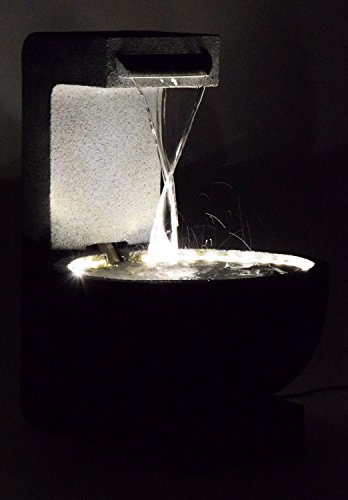 dobar® 96120e Großer Design Gartenbrunnen Juno | Terrassenbrunnen mit LED-Beleuchtung | Wasserfall aus Polyresin | Springbrunnen Outdoor | Dekorativer Zierbrunnen | 52 x 44 x 65 cm Grau/Hellgrau