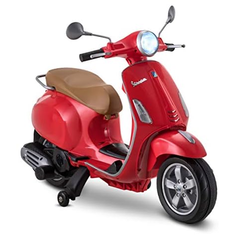 Kid Trax Toddler Vespa Scooter Electric Ride On Toy, 3-5 Years Old, 6 Volt, Max Weight 60 lbs, Red Cover