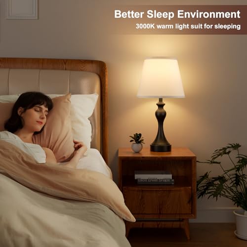 Aooshine Table Lamps for Living Room Large Metal Bedside Lamp for Bedroom with USB A+C Ports - Image 4