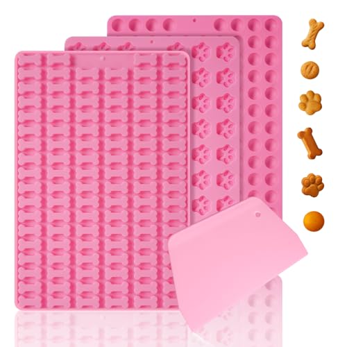 Torven 3 Stücke Backmatte Hundekekse Leicht Zu Reinigende Backmatten Für Hundeleckerlies Knochenform Klauenform Runde Form Diy-Haustier-Snacks Schokolade Kekse Eiswürfel Bpa-Frei
