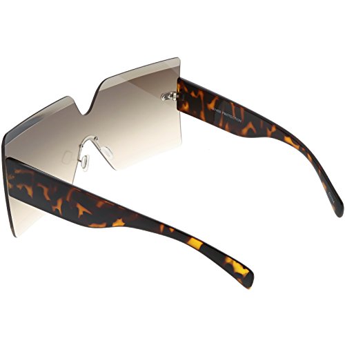 zeroUV - Oversize Rimless Thick Arms Beveled Gradient Lens Shield Sunglasses 73mm4