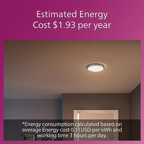 Philips LED 11" Flush Mount Ceiling Light Selectable White Multi-CCT Brushed Nickle 1200 Lumen (16W = 75W) Dimmable Frosted Flicker-Free No Bulbs Required 1 Pack by Philips - Image 7