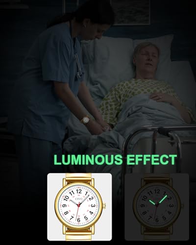 Image of CIVO Nurse Watches for Women Men: Analog Waterproof Watch with Second Hand Easy-Read Dial - Gifts for Nurses Doctors Medical Student