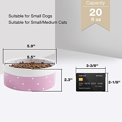 Ihoming Cat Dog Bowl, Cute Ceramic Food or Water Bowl, 2.5 Cups Capacity, Indoors Bowl for Pets, Pink - Image 6