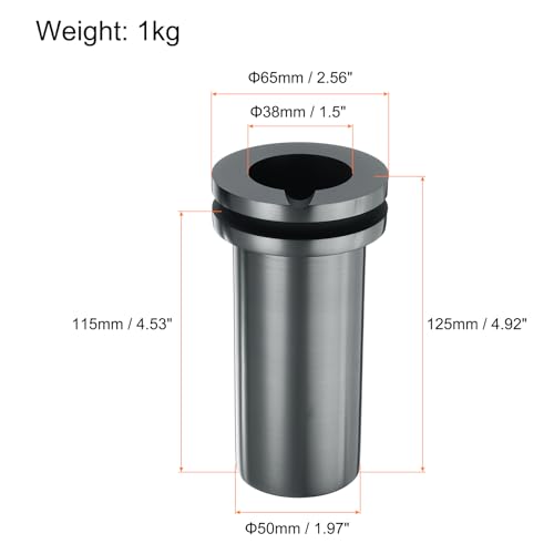 QUARKZMAN Graphit-Schmelztiegel, 1 kg Hochreiner Graphit-Schmelztiegel Metallschmelzbarren zum Schmelzen von Gold, Silber, Kupfer,1,5 Zoll IDx4,92 Zoll H
