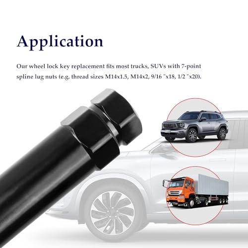 7 Spline Lug Nut Socket,Wheel Lock Key Replacement for Aftermarket 7 Spline Lug Nut,Wheel Lock Removal Tool for 19 mm(3/4 Inch)&21 mm(13/16 Inch) Hex Socket Wrench (7 Spline) - Thumbnail 6