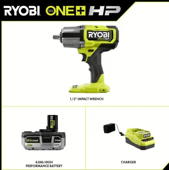 ONEAND 18V BRUSHLESS Cordless 4-Mode 1/2 in. HIGH Torque Impact Wrench KIT with 4.0 Batt by RYOBI - Image 2