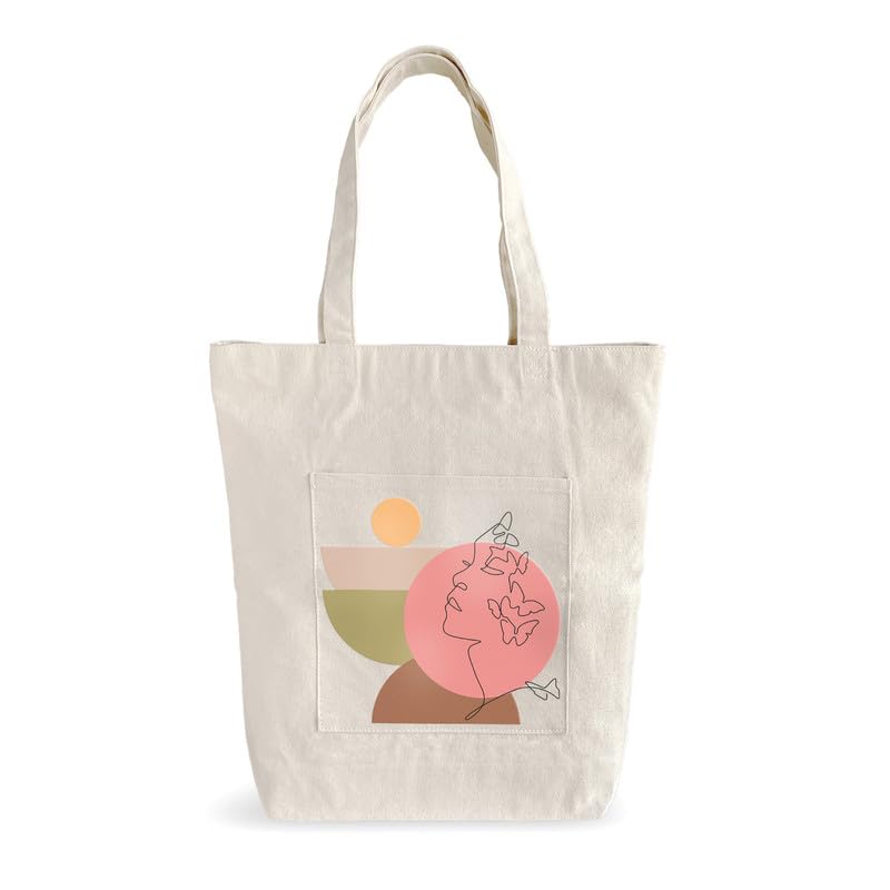 Spacious Cotton Tote Bag with Zip Closure and Double Inner Pockets | Soft Fabric Shopping Bag with 60cm Long Handle | Multipurpose For Travel or Daily Essentials-image-10