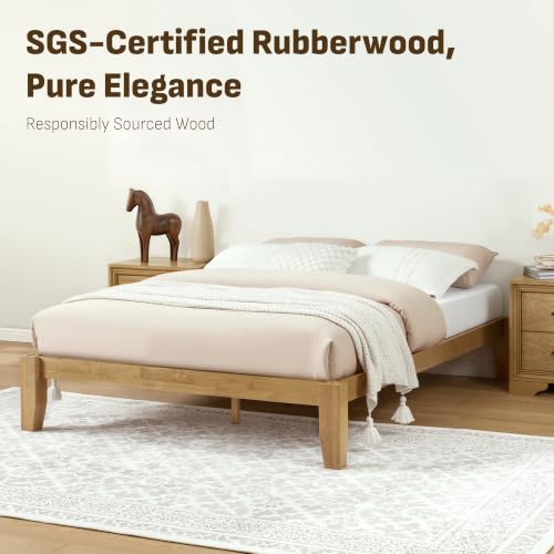 Image of Softa Mikor Queen Japanese Joinery Bed Frame, Solid Rubberwood, 1500 Lbs Heavy Duty Slats Support, SGS Certified, 15-Min No-Tool Assembly, Noise-Free, Under-Bed Storage, No Box Spring Needed
