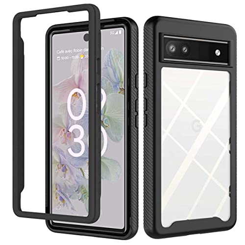 RMSOL Coque pour Google Pixel 6A, Etui Transparente Antichoc Rigide PC + TPU Silicone Bumper Case Full Body Protection Integrale Housse Etui pour Telephone Google Pixel 6A - Noir Cover