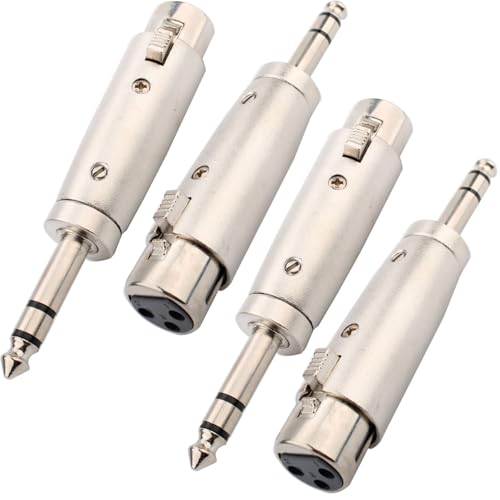 RUNCCI-YUN Pack de 4 Adaptadores XLR a Jack TRS Estéreo TRS a 3 Pines para Micrófono, Altavoz, Amplificador, Equipo de Sonido