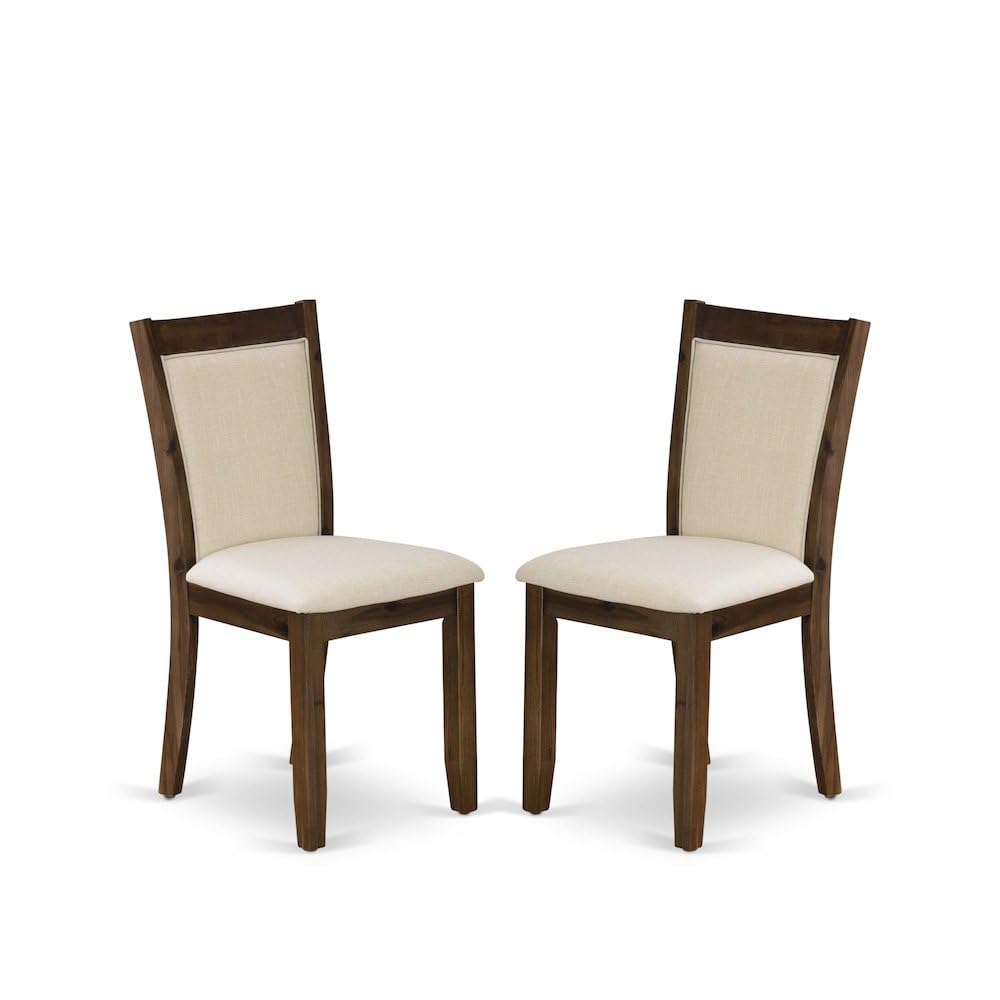 Solid Wood Linen-Upholstered High-Back Dining Chairs Set of by Furnifact – Wood, Light Beige, Pack of 2