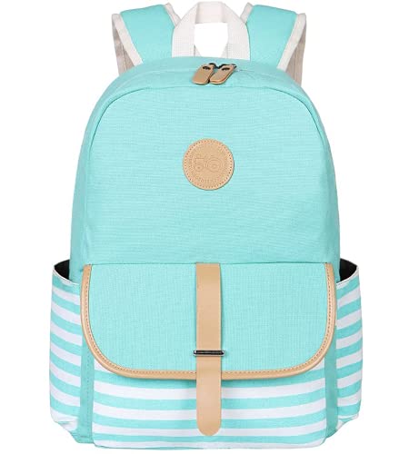 Bluboon Canvas Bookbags School Backpack Laptop Schoolbag For Teens Girls High School (Water Bule 3 In 1) #TOP2