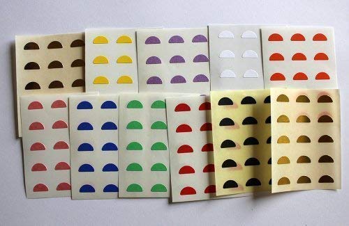 Mixed Colours. 165 Labels, 10x5mm Half Moon Shape, Self-Adhesive Stickers, Minilabel Shapes