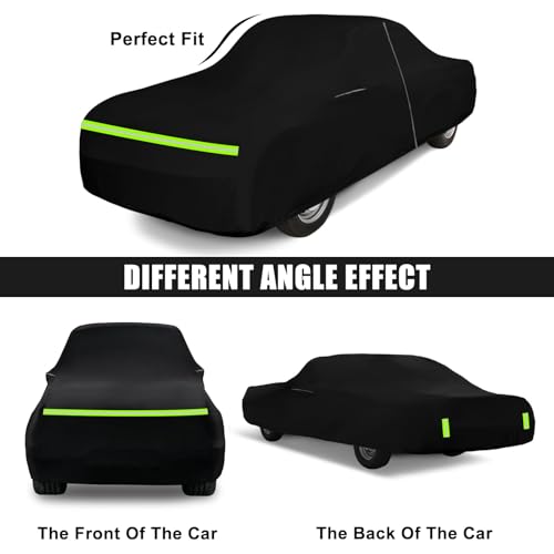 Image of Waterproof Car Cover Compatible with 1966-1974 Dodge Charger, 210T Polyester with Cotton Liner All Weather Car Covers with Zipper Door & Lock for Dust Snow Rain Protection