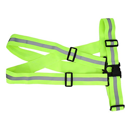 Qinlorgo Gilet réfléchissant élastique Vert Fluorescent, Ceinture réfléchissante imperméable à Bande réfléchissante, vêtements Haute visibilité de Poids 120g pour la Course(Fluorescent Green) Cover