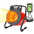 Greenhouse Heater with Digital Thermostat, Electric Portable Heater Fan for Green House, Grow Tent, Flower Room, Overheat Protection, Fast Heating (Red)