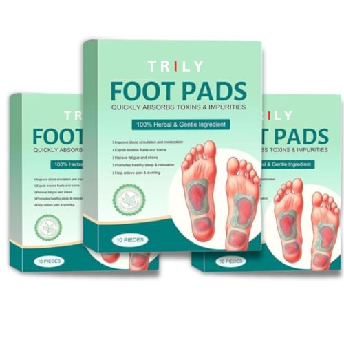 Image of Herbal Foot Detox Pads for Toxin Removal | Bamboo Vinegar Foot Patches for Feet Cleansing, Stress & Fatigue Relief | Improve Blood Circulation | Overnight Use | 10 Pads (PACK OF 3)