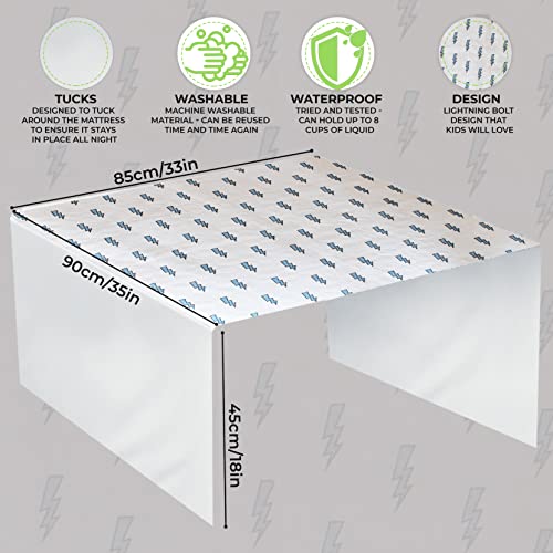 Matratzenschoner Kinderbett | Waschbare Bettnässe Bettwäsche | 85 x 90cm hochwertige Bettauflage mit Tucks | Für Einzelbetten, Kinderbetten, Babybetten | wasserdichte (Blitz) - Image 6