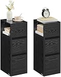 VASAGLE Kailyn Collection - Small Nightstands, Set of 2 | Narrow Side End Tables with Drawers, Flexible Open Compartment, Ebony Black ULET856B56