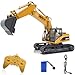 Fisca Remote Control Excavator RC Construction Vehicles 15 Channel 2.4G Full Function Digger Toys with Sound and Lights