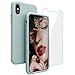 Produktbild JASBON iPhone X / XS Hülle, iPhone X / XS Silikon Handyhülle Schutzhülle Bumper Case Schutz vor Stoßfest/Scratch Cover mit Kostenfreier Schutzfolie für Apple iPhone X / XS Mintgrün