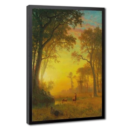 Impression sur toile Albert Bierstadt Lumière dans la forêt tableau de bureau 40x61 cm